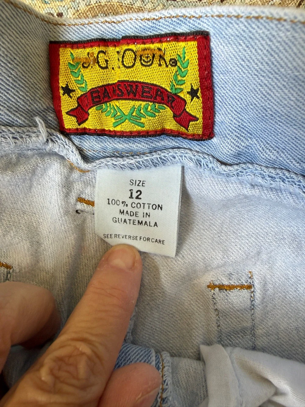 J.G. Hook Y2K High Rise Long Denim Mom Shorts Light Wash 100% Cotton Size 12